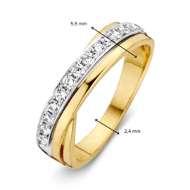 Excellent Jewelry Bicolor Ring met 0,40 crt. Briljant
