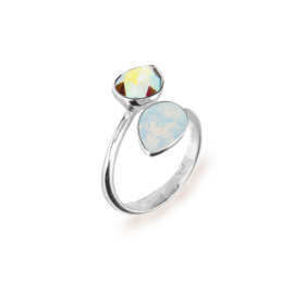 Spark Zilveren Pear Drop Ring met Glaskristallen
