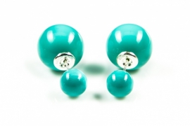 Dubbele parel oorbellen / Turquoise 11039
