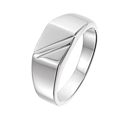 Zilveren Ring voor Heren met Diagonale Lijnen | Ringmaat 20,2