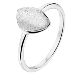 Dames Ring van Zilver met Gescratcht Bladvormig Kopstuk