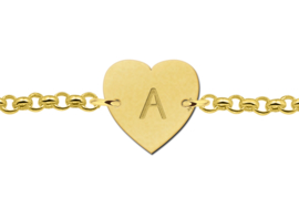 Gouden Armband met Hartvormige Letterhanger > Names4ever