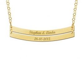 Dubbele Bar Naamketting van Goud Names4ever GNKB006