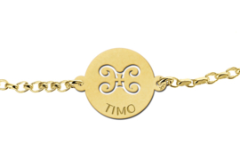 Gouden Armband met Ronde Tweeling Sterrenbeeld Naamhanger > Names4ever