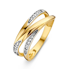 Excellent Jewelry Geelgouden Ring met Zirkonia Rijen