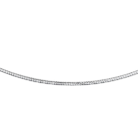 Slank Rond Witgouden Omega Collier | Dikte: 1,25mm Lengte: 42cm