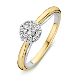 Excellent Jewelry Slanke Bicolor Dames Ring met Briljanten Kopstuk