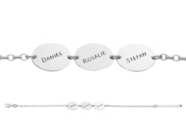 Names4ever Zilveren Armband met Drie Ovaaltjes ZNA64