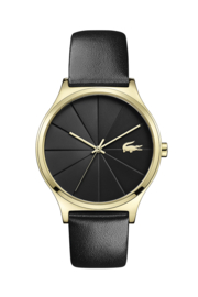 Lacoste Goudkleurig Nikita Dames Horloge met Zwarte Silicone Horlogeband