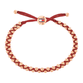 Verstelbare Rode Armband met Roségoudkleurige Bolletjes van Tommy Hilfiger TJ2780007