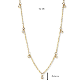 Excellent Jewelry Gouden Schakelcollier met 0,25crt. Diamanten