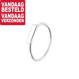 Zilveren Ring met Rechthoekig Plaatje / 18,5