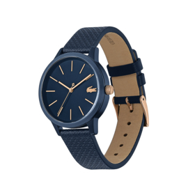 Lacoste Donkerblauw 12.12 Dames Horloge met Zwart Leder