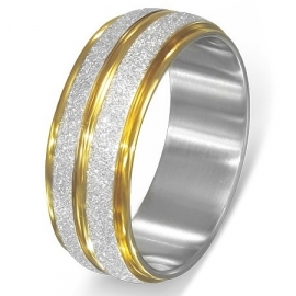 Goud- zilverkleurige Graveer Ring
