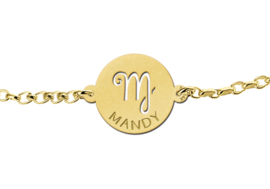 Gouden Armband met Ronde Maagd Sterrenbeeld Naamhanger > Names4ever