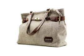 Shelby Brothers Tas | Lichte Tweed Stof met Bruin Leder