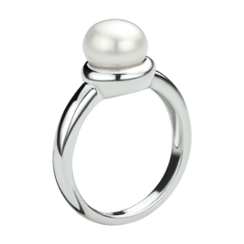 Ring van Zilver met Witte Zoetwaterparel