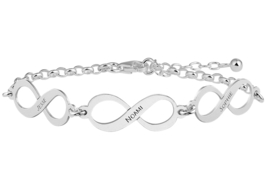 Moederdag Sieraden | Names4ever Drie Namen met Infinity Tekens Armband van Zilver