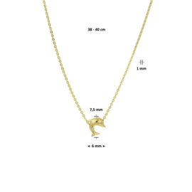 14K Geelgouden Collier met Dolfijnen Hanger