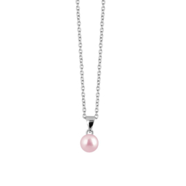 New Bling Zilveren Collier met Roze Parel Hanger