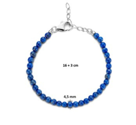 Lapis Lazuli Dames Armband 4,5 mm x 16-19 cm