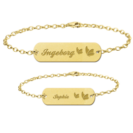 Gouden Moeder Dochter Armbandjes Set met Vlinders > Names4ever