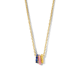 Excellent Jewelry Gouden Dames Collier met Multicolor Saffier en Diamant