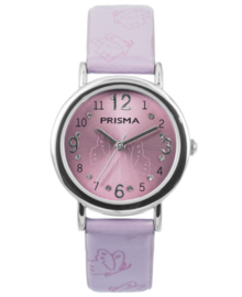 Butterfly Roze Meisjes Horloge met Paarse Lederen Horlogeband
