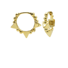 Goudkleurige Oorringen met Bolletjes & Driehoek | Karma Jewelry