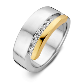 Excellent Jewelry Zilveren Ring met Gouden Rand en Zirkonia’s