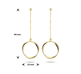 Gouden Oorhangers Rondje Diameter 14 mm