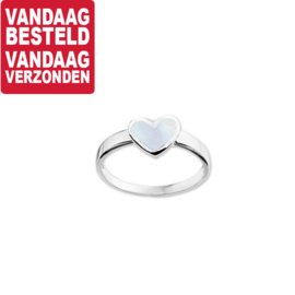 Ring voor Kinderen met Lichtblauwe Parelmoer / Maat 15,5