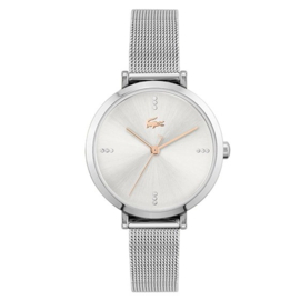 Lacoste Geneva  Zilverkleurig Dames Horloge met Milanese Horlogeband