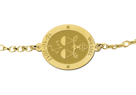 Gouden Armband met Ovaalvormige Weegschaal Sterrenbeeld Naamhanger > Names4ever