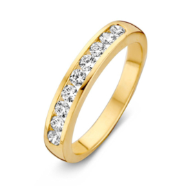 Excellent Jewelry Geelgouden Dames Ring met Kleurloze Zirkonia’s