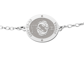 Zilveren Armband met Ovaalvormige Vissen Sterrenbeeld Naamhanger > Names4ever
