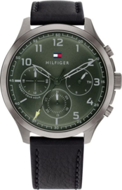 Tommy Hilfiger Zilverkleurig Heren Horloge met Groene Wijzerplaat