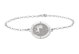 Zilveren Armband met Ovaalvormige Leeuw Sterrenbeeld Naamhanger > Names4ever