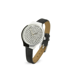 Glaskristallen Horloge met Donkergrijs Lederen Horlogeband van Spark