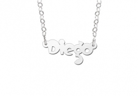 Names4ever Diego Stijl Zilveren Naamketting voor Kids ZNK48