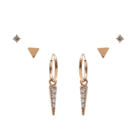Karma Jewelry – Zesdelige Triangle Earparty Set - Rosé