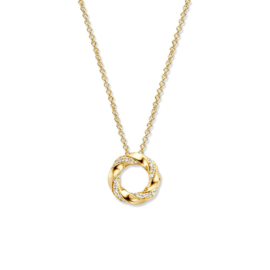Excellent Jewelry Gouden Collier met Twist Ronde Diamant Hanger