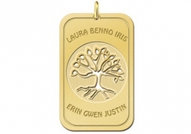 Names4ever Tree of Life Dog Tag Hanger van Goud + Graveer Tekst