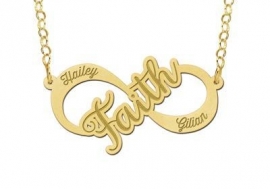 Names4ever Faith Infinity Ketting van Goud - Graveer Sieraad