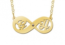 Names4ever Gouden Initialen Infinity Hanger + Zirkonia