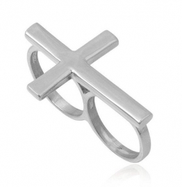 Populaire Two Finger Kruis Ring 0219