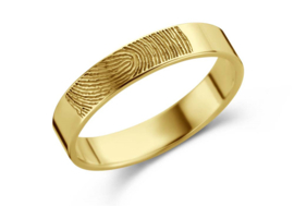 Names4ever 14K Geelgouden Ring met Vingerafdruk