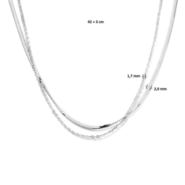Dames Zilveren Multi-collier 2,0 mm 42 + 3 cm
