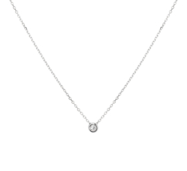 Witgouden Anker Collier met Elegante Ronde Diamant 0.03 ct Hanger