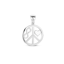 Zilveren Hanger Cirkel, Hart, Peace en Infinity